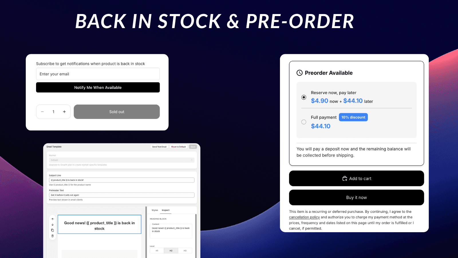 Flexible pre-order options