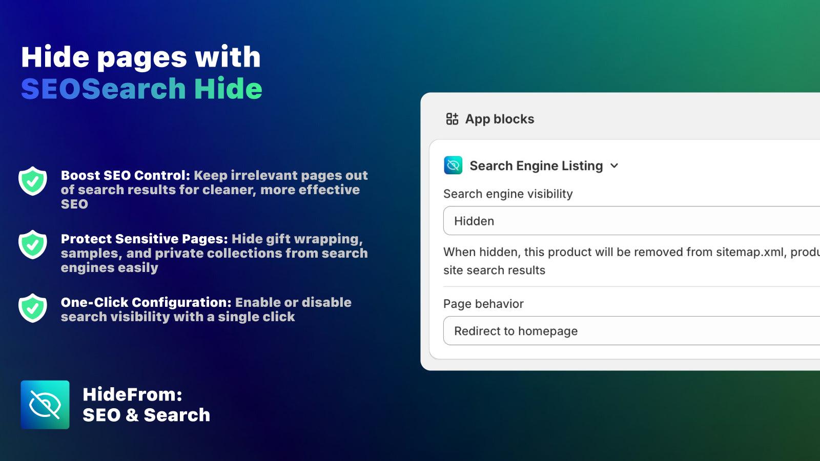 Hide pages from google results
