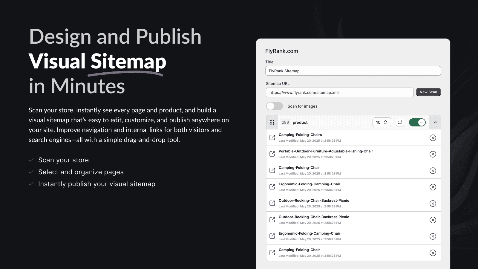 design and publish visual sitemap on shopify