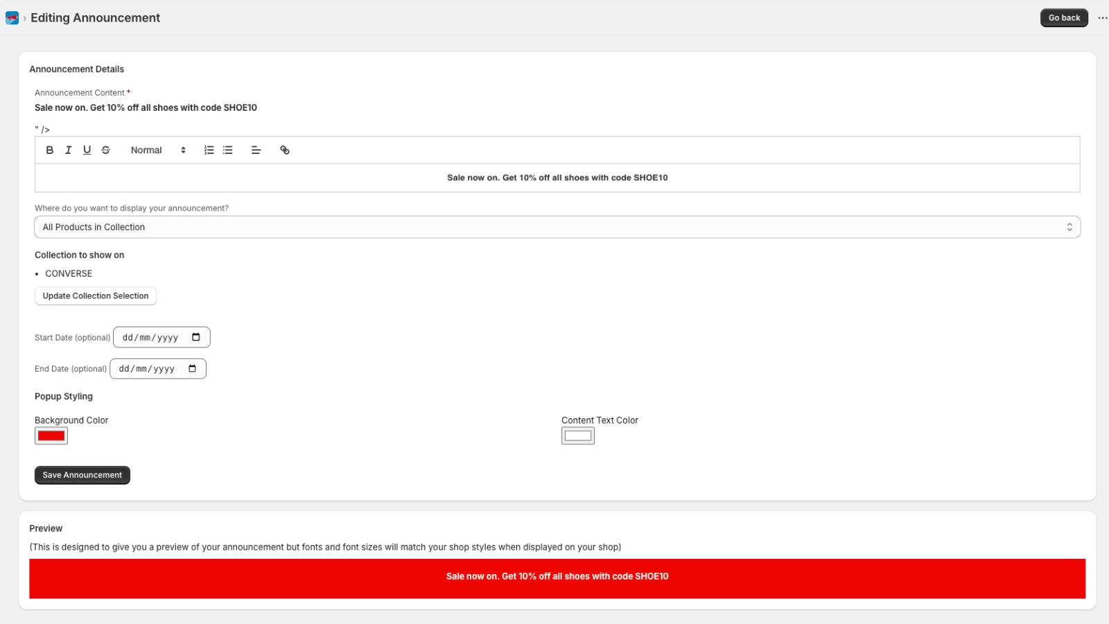 Easily customise your announcements