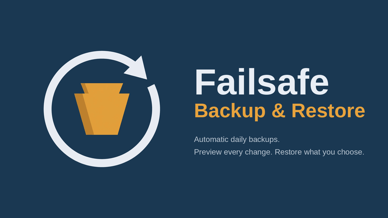 Failsafe Backup & Restore logo: keystone in a restore arrow