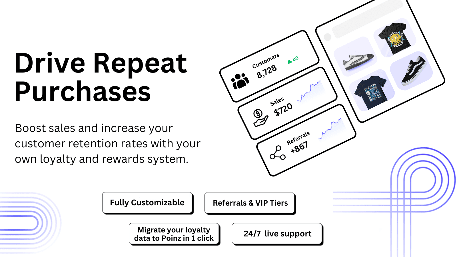 Drive Repeat Purchases with your own loyalty and rewards system.