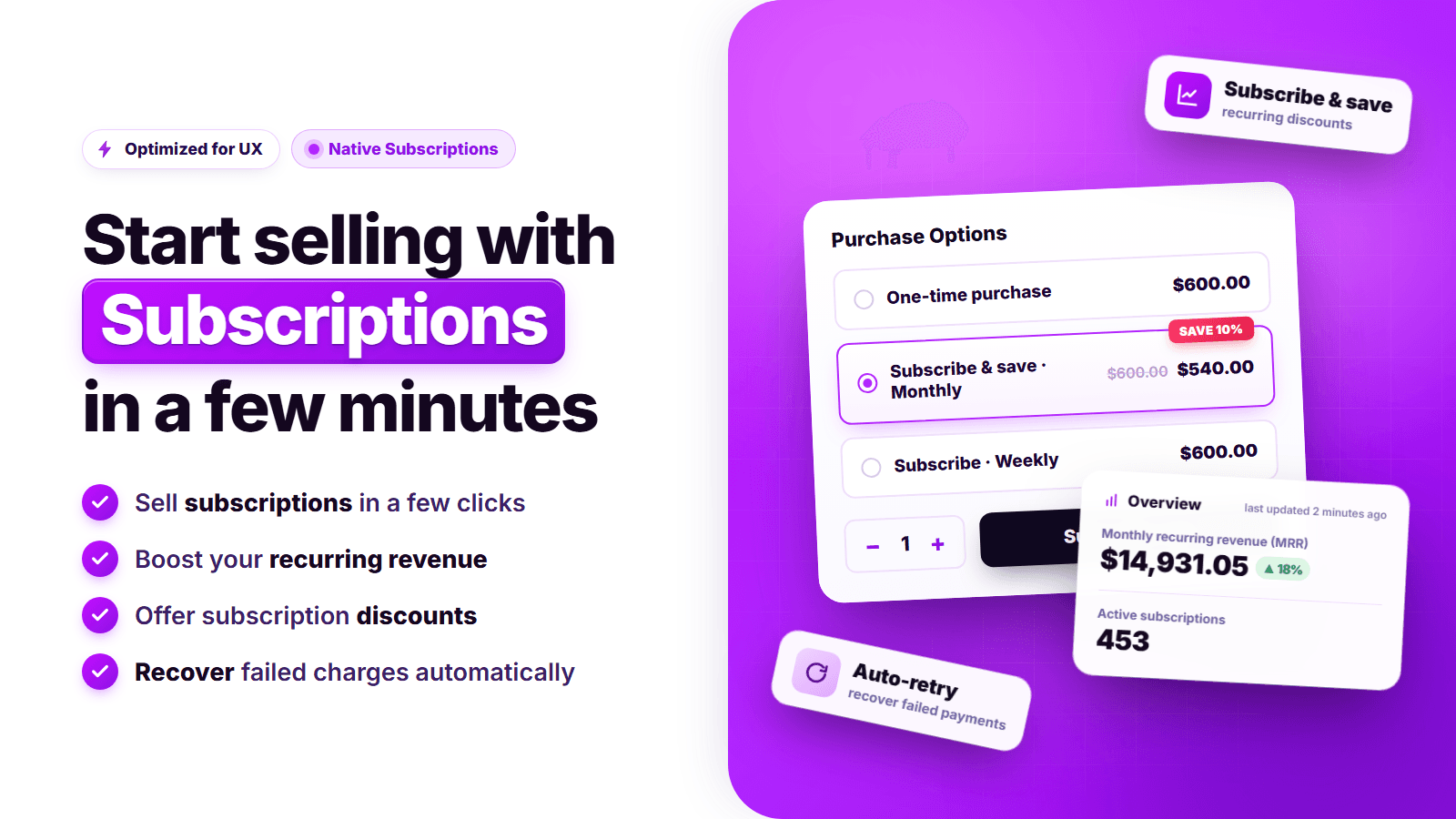 SMART Subscriptions App: recurring revenue, subscribe & save