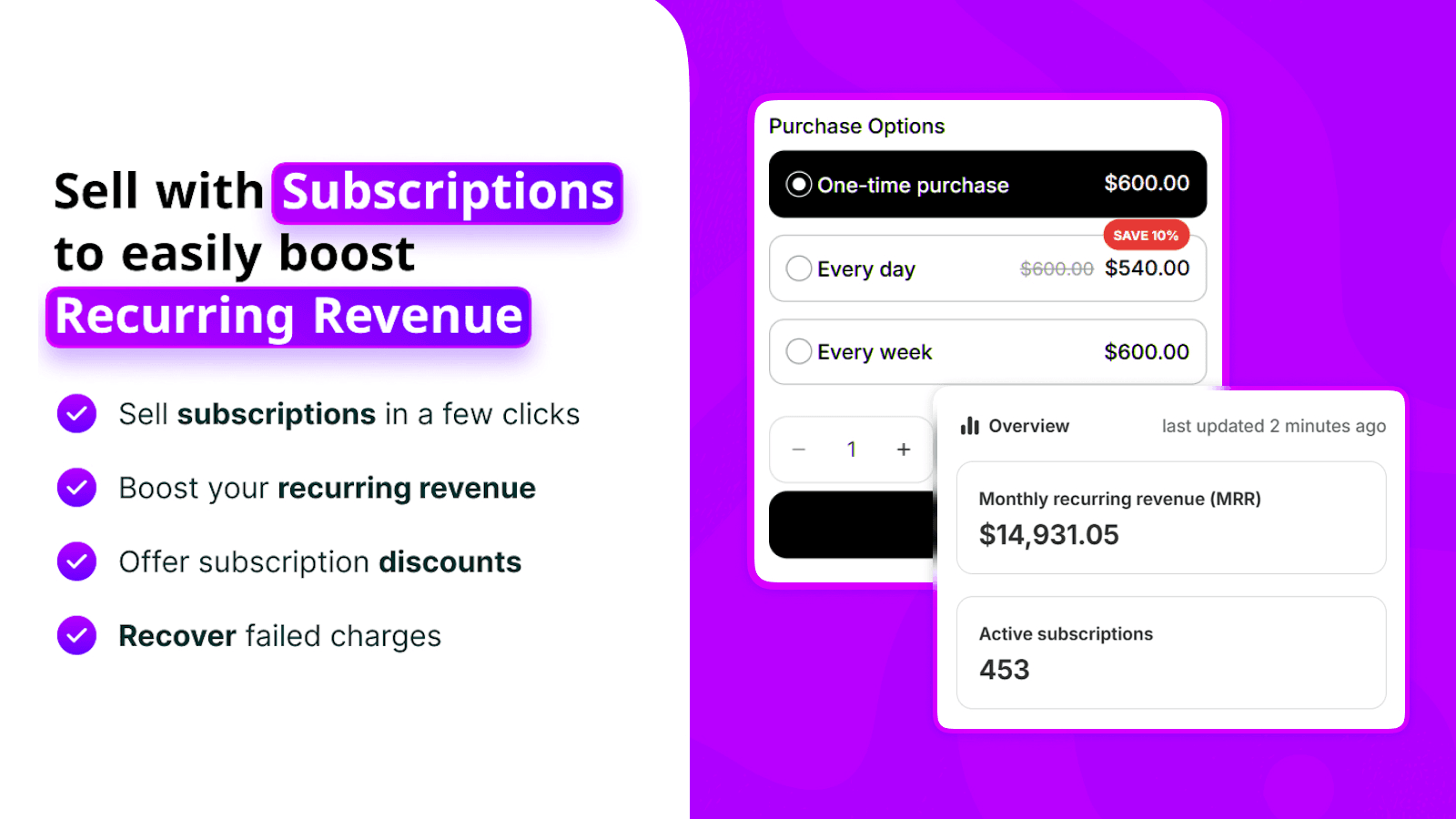 Sell with subscriptions to easily boost recurring revenue