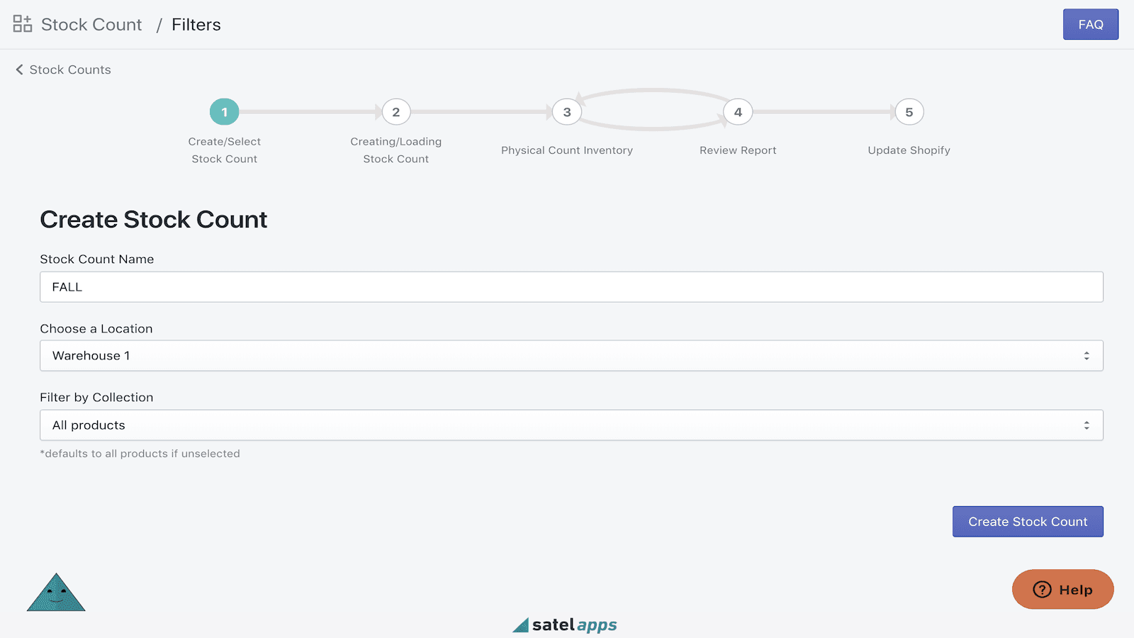 Select filters for the stock count