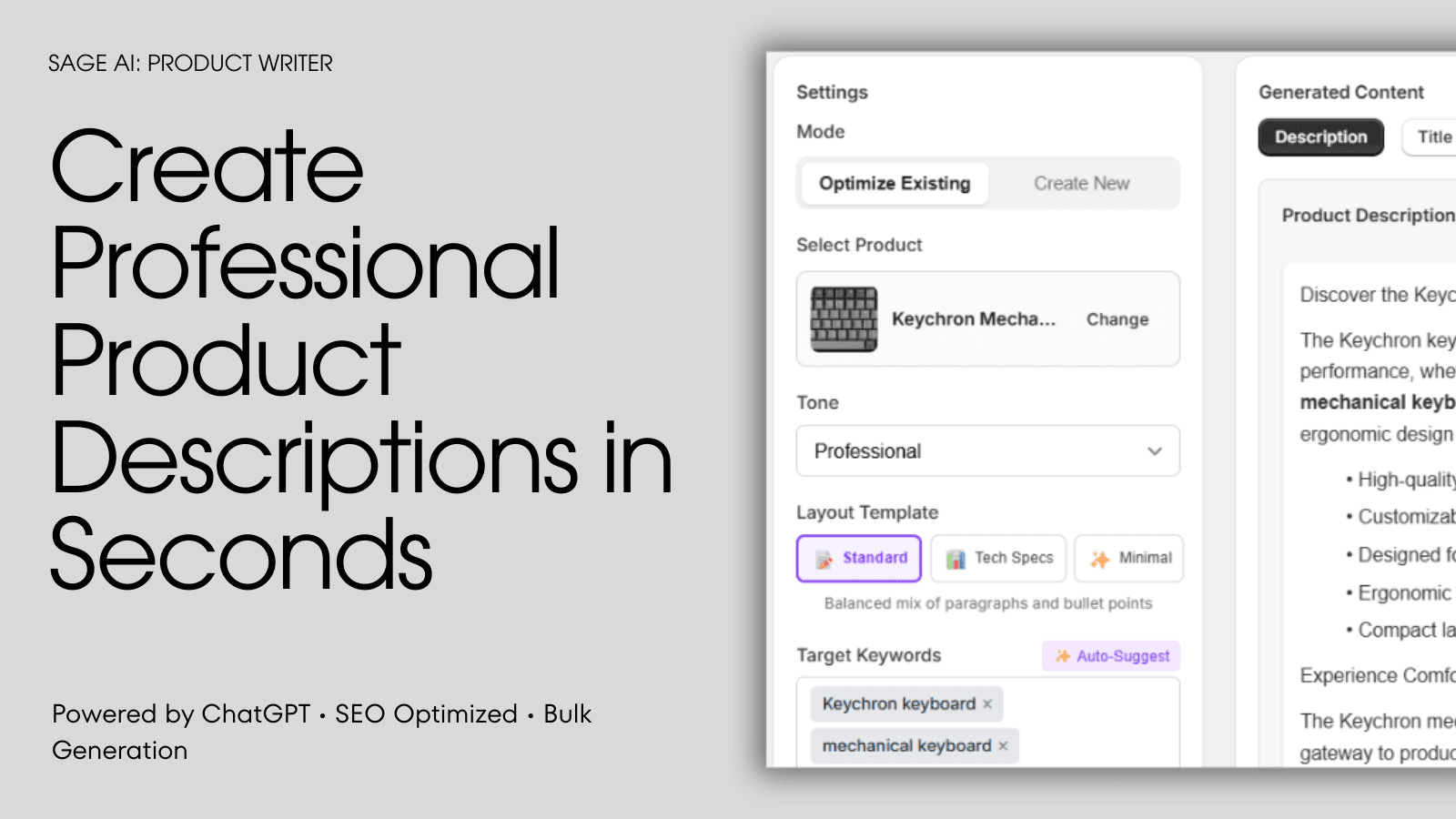 AI Product Description Generator Dashboard