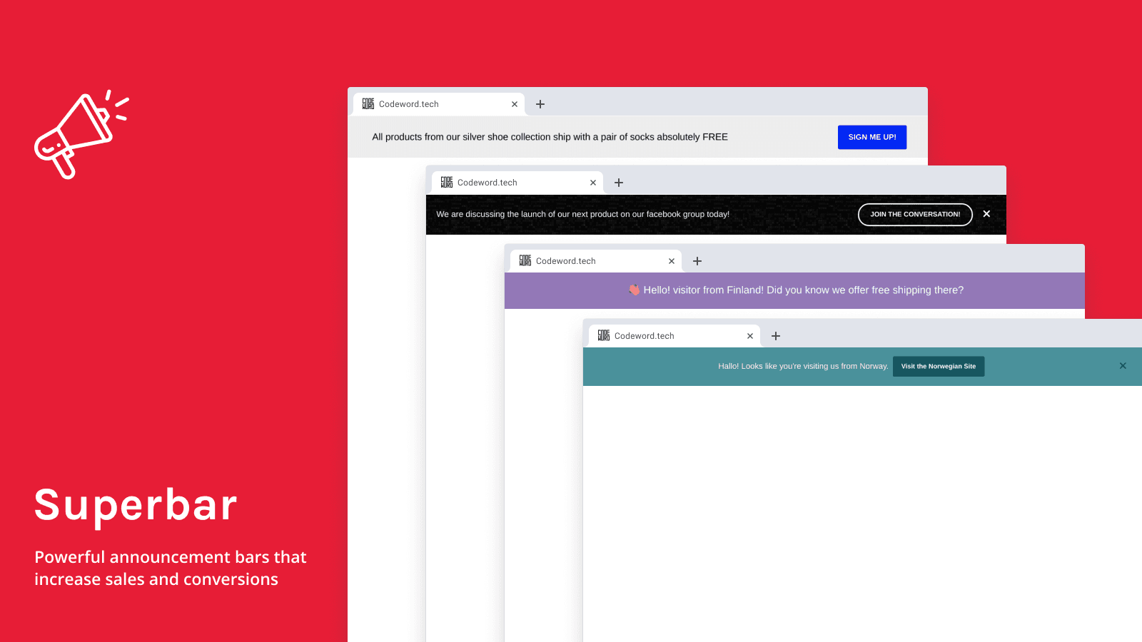 Superbar - Add sticky announcement header bars to your website
