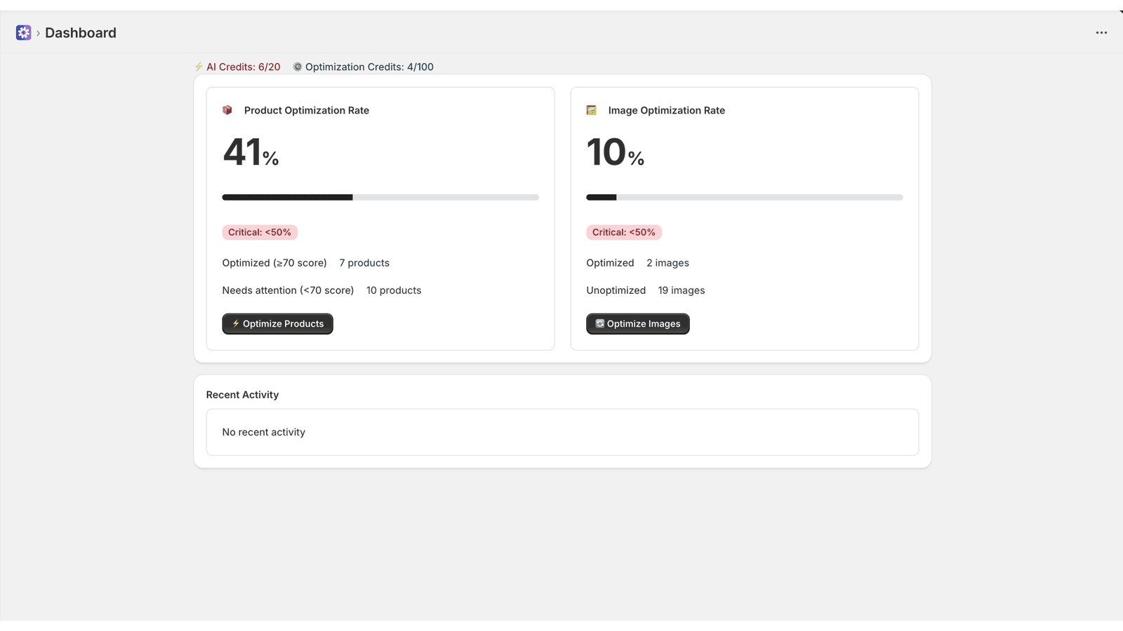 dashboard page
