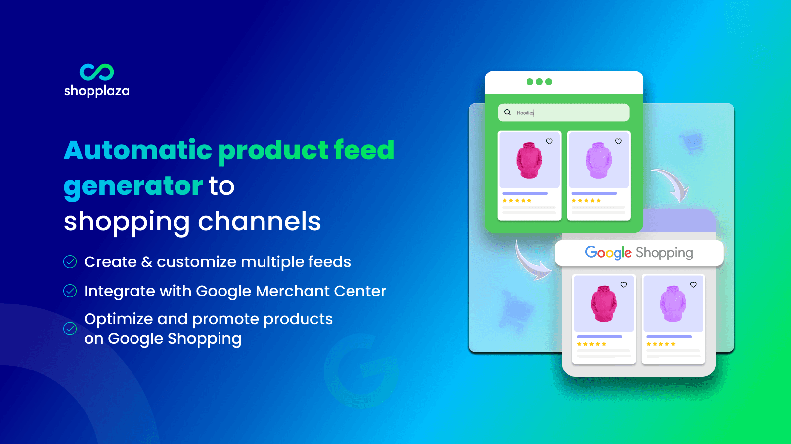 Automatic product feed generator to shopping channels