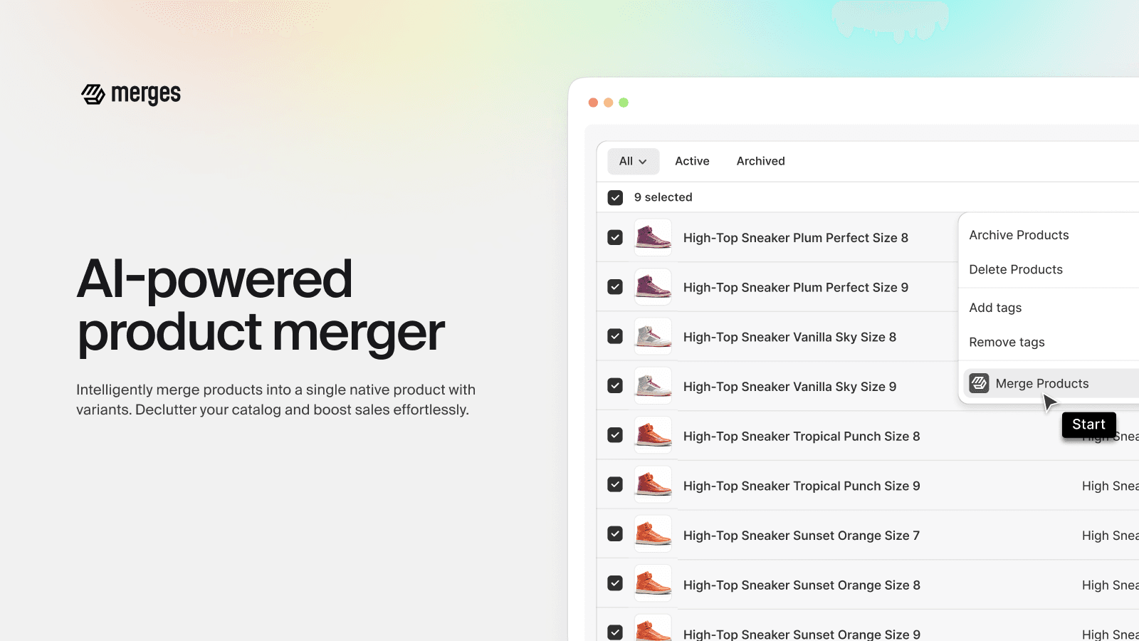 Merge products into one native product with real variants