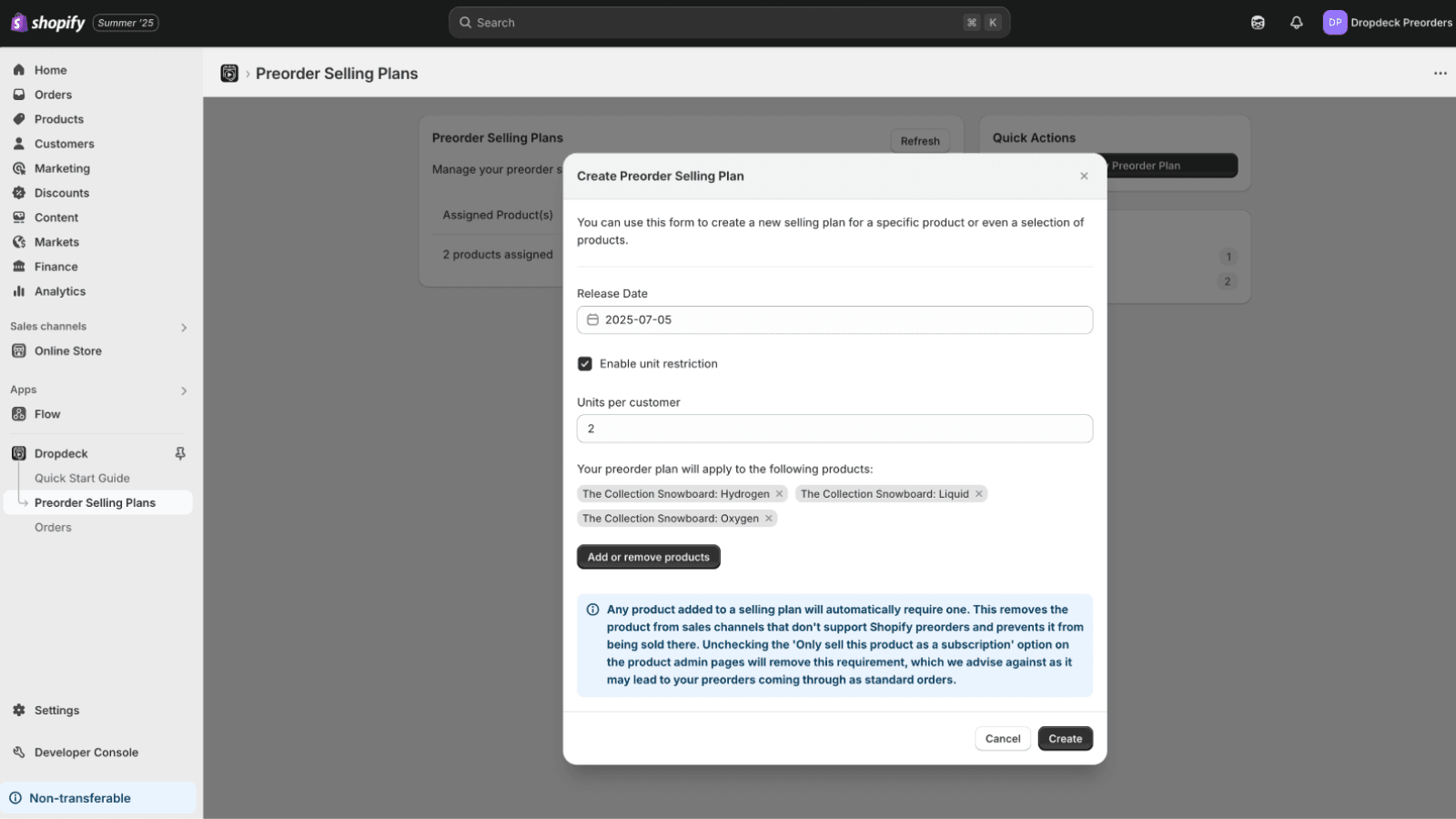 Create a preorder plan for multiple products