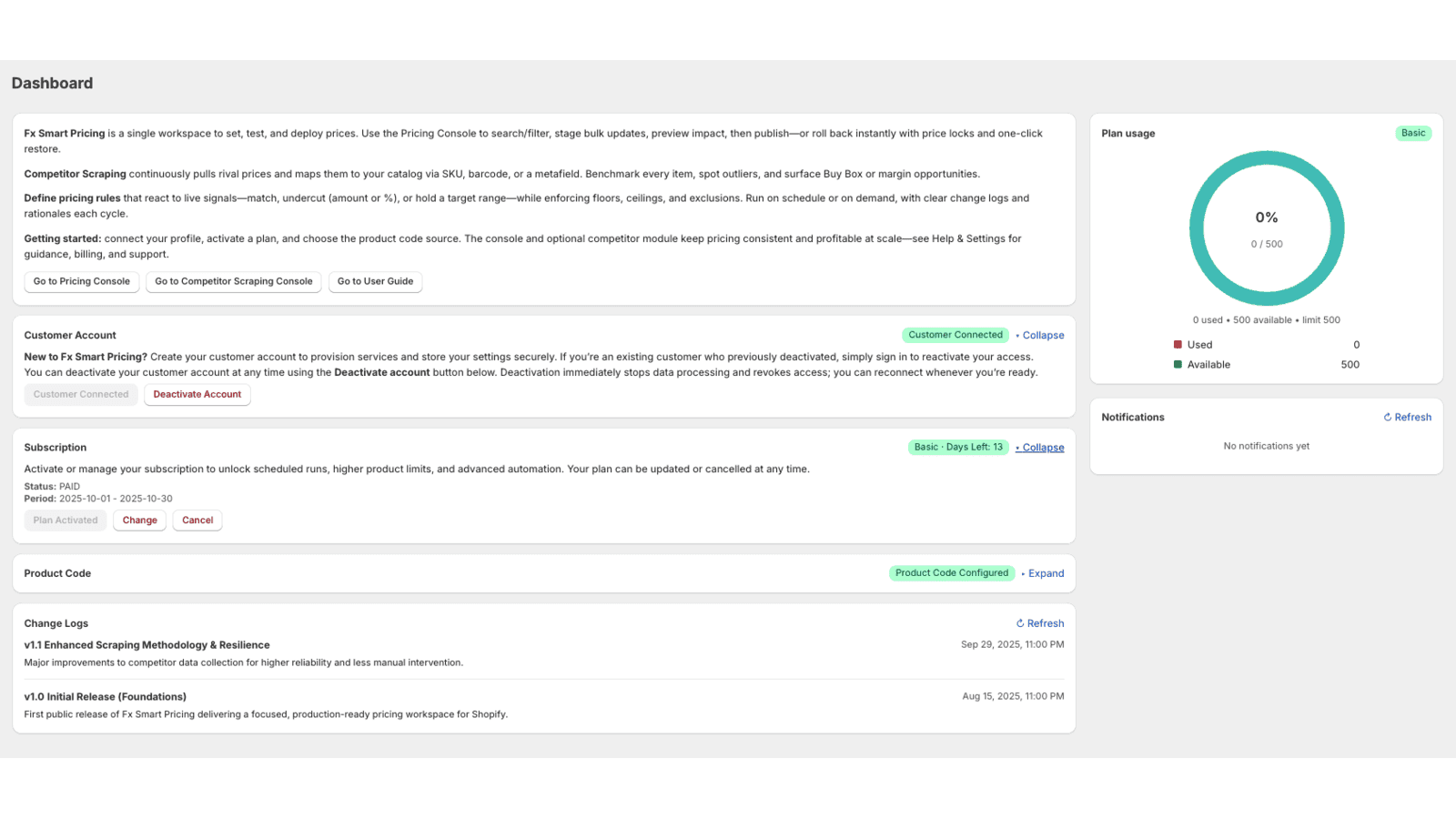 Fx Smart Pricing - Dashboard