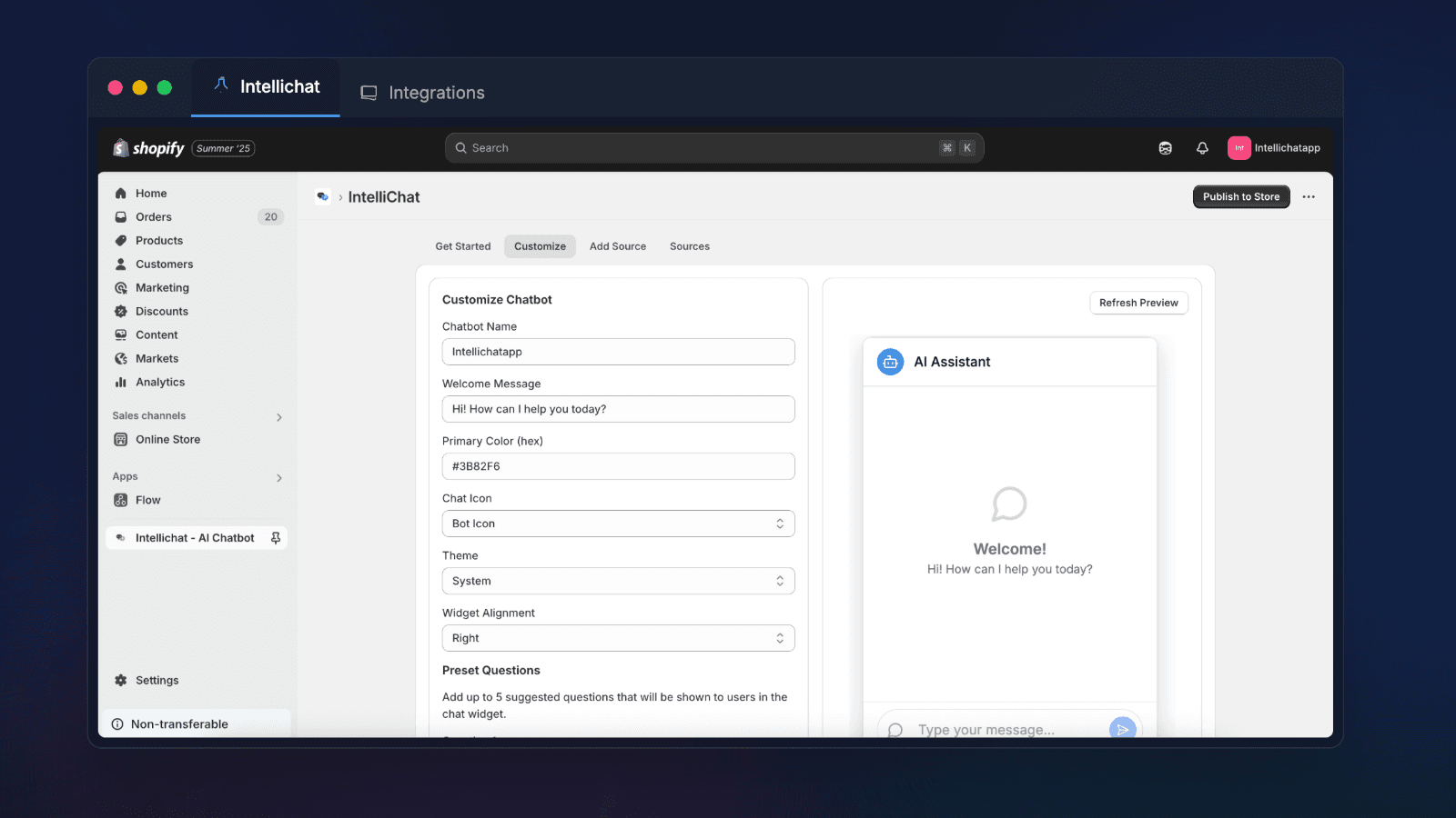Customize Tab to Change look of Chatbot