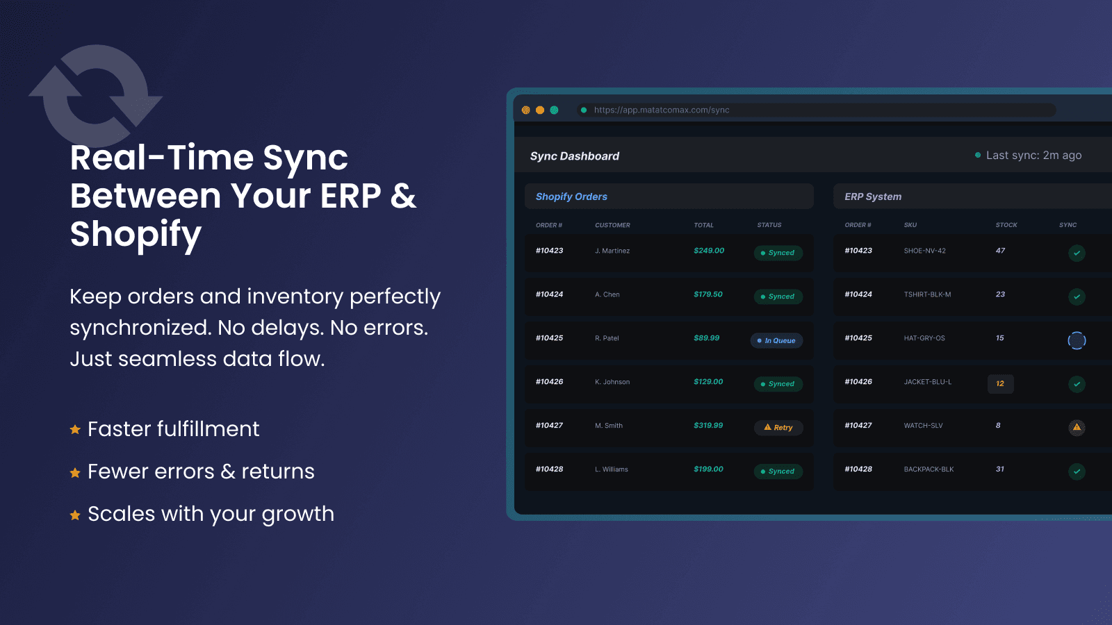 Matat comax Erp Integration