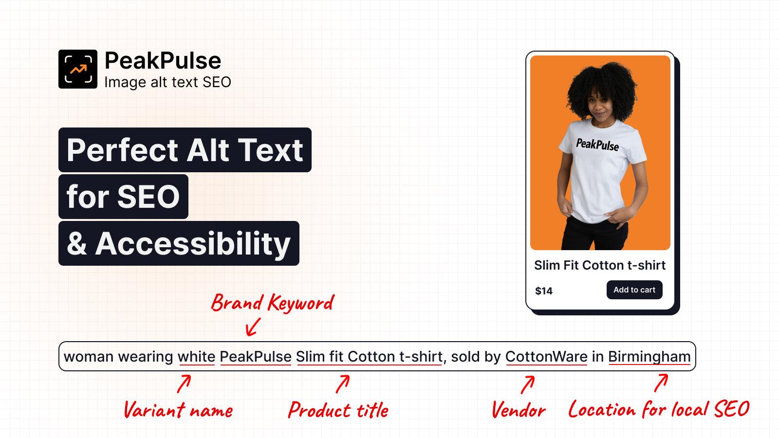 PeakPulse Alt Text app auto generate alt text for product images