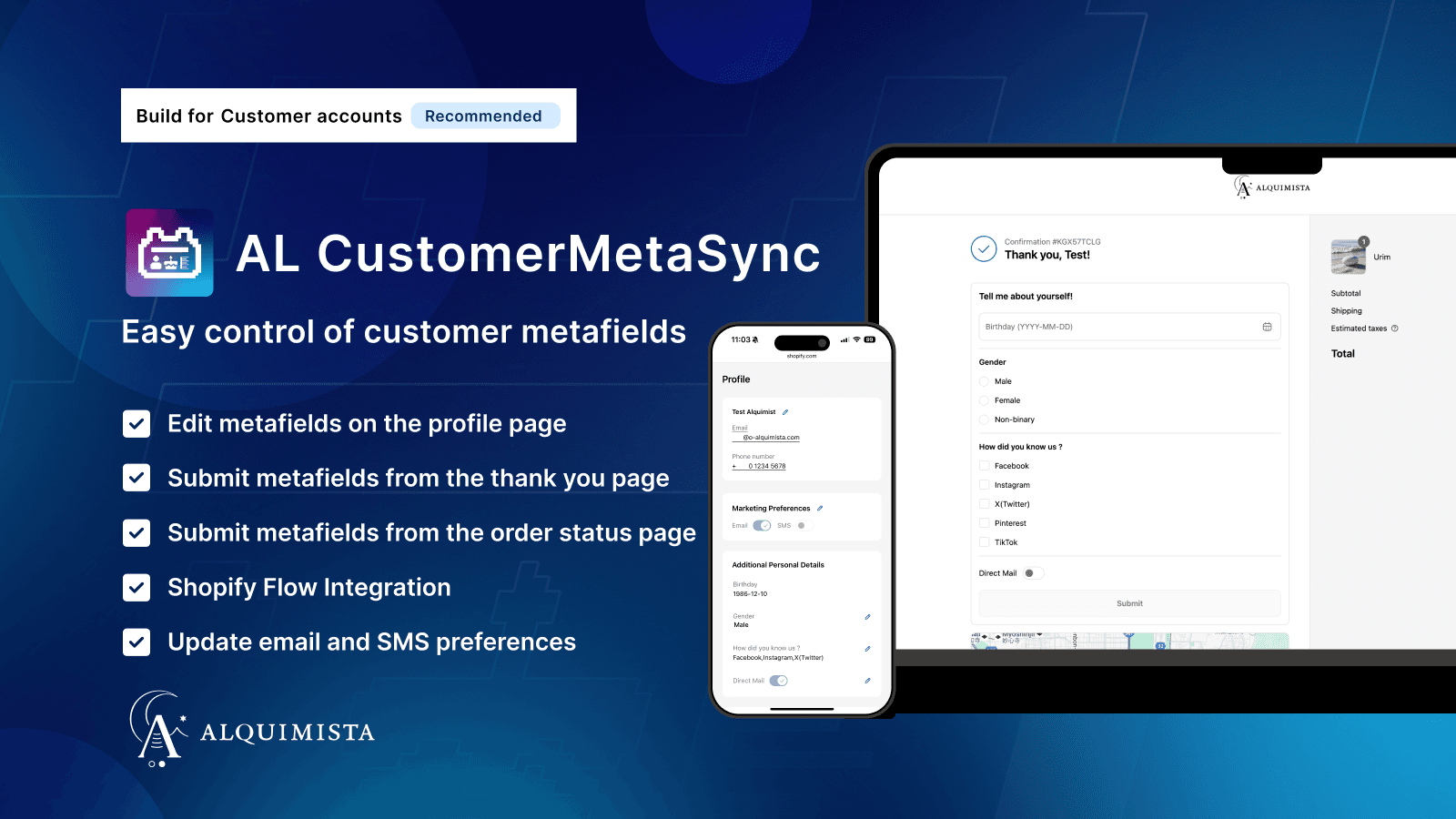 AL CustomerMetaSync | Collect and update customer metafileds