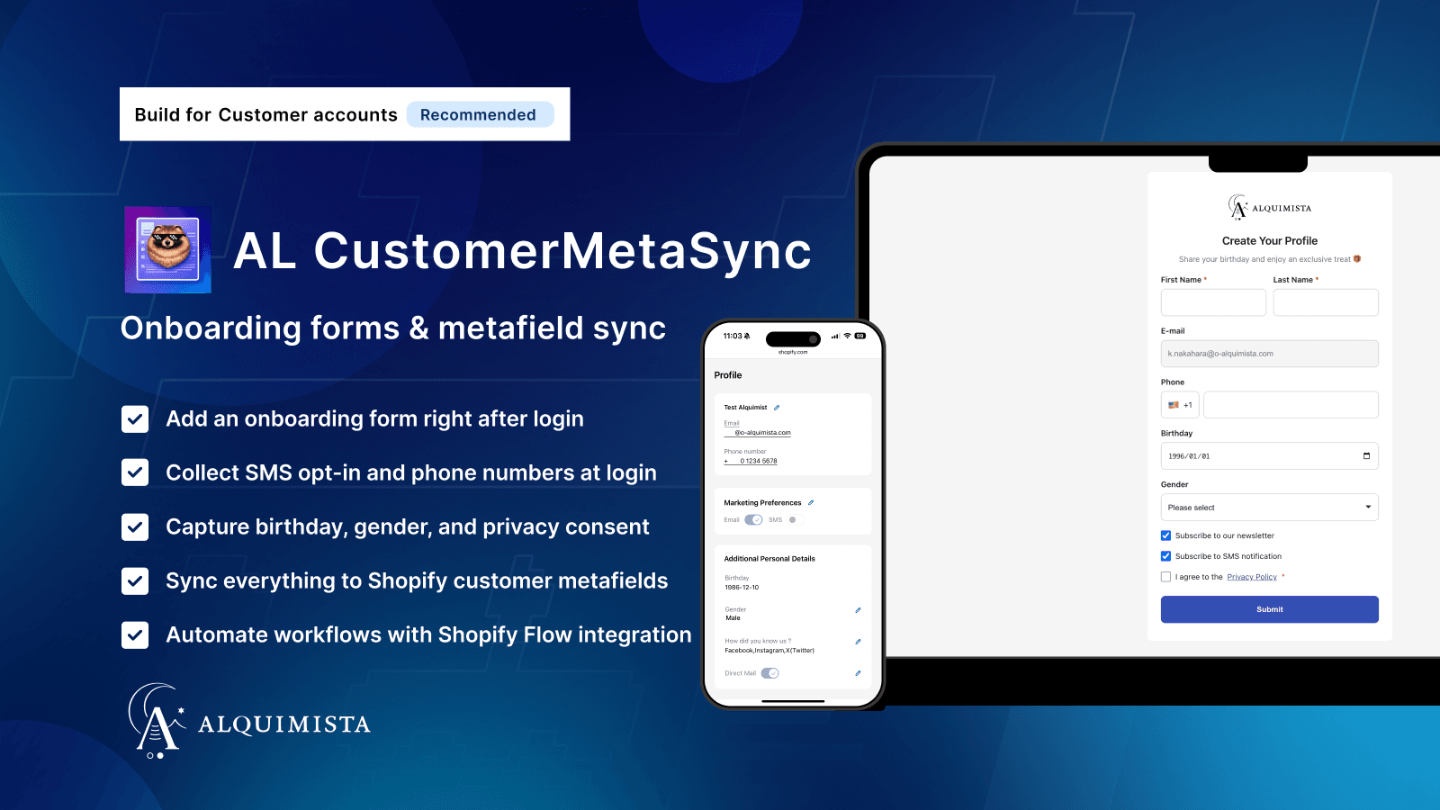AL CustomerMetaSync | Collect and update customer metafileds
