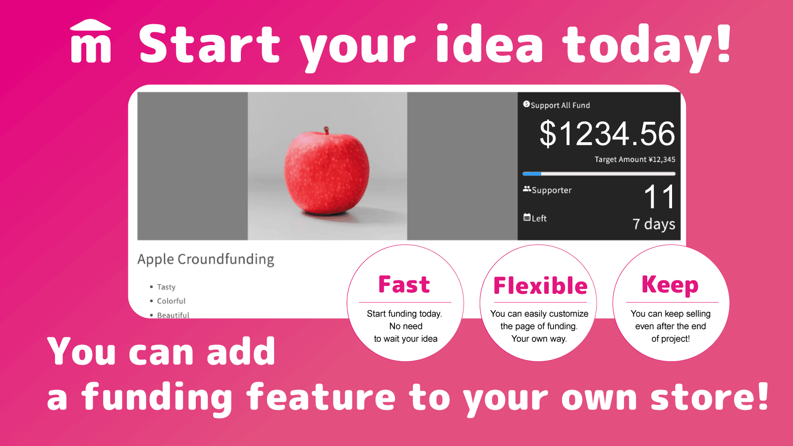 customizable crowdfunding feature to your store