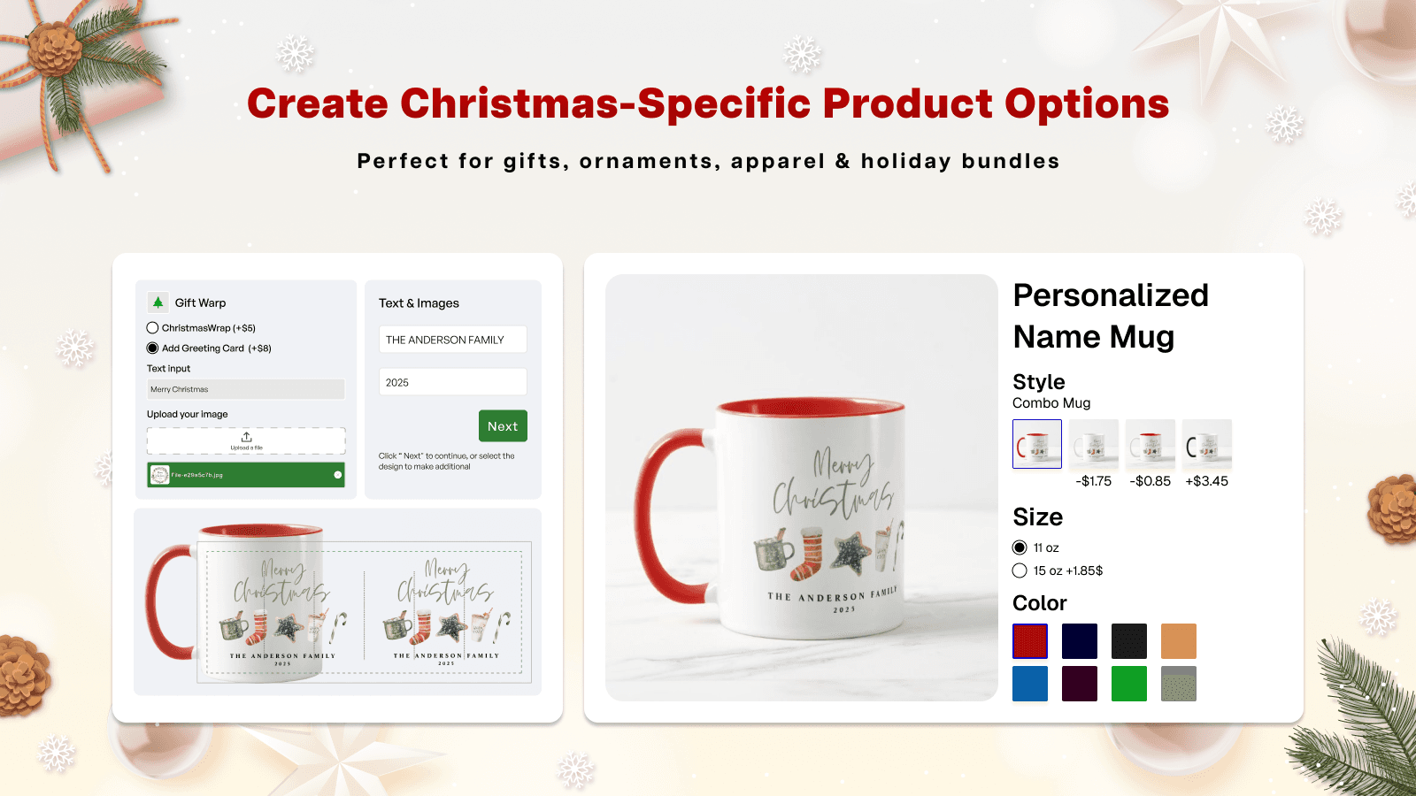 Create Christmas-specific product option