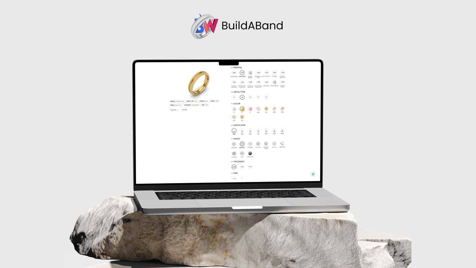 Real-time wedding band design preview on mobile device