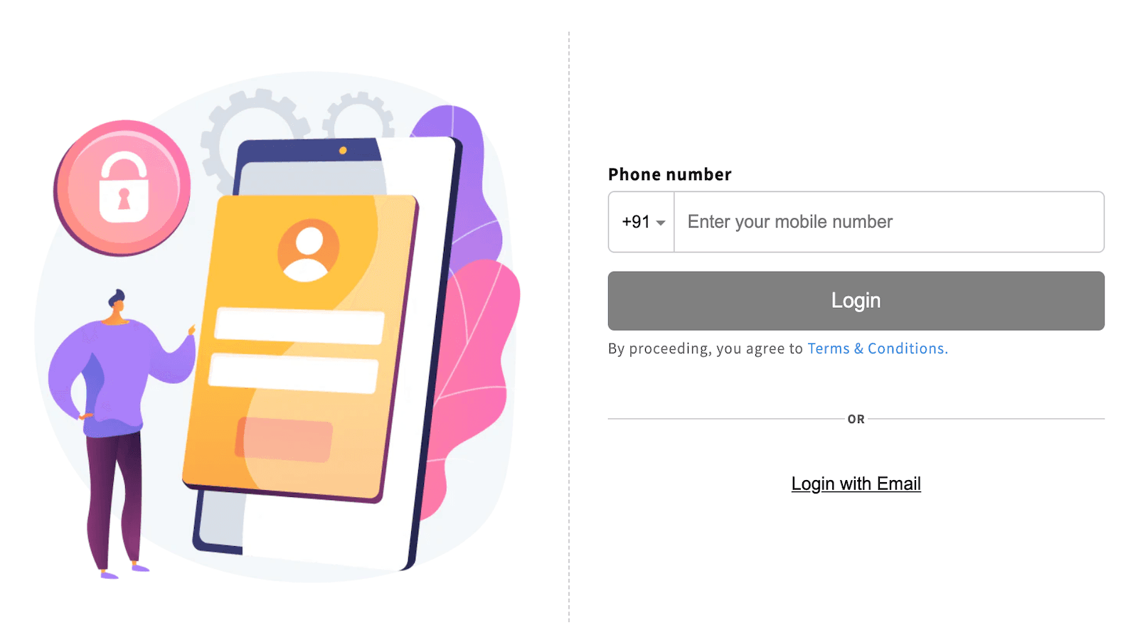 Phone number login with OTP