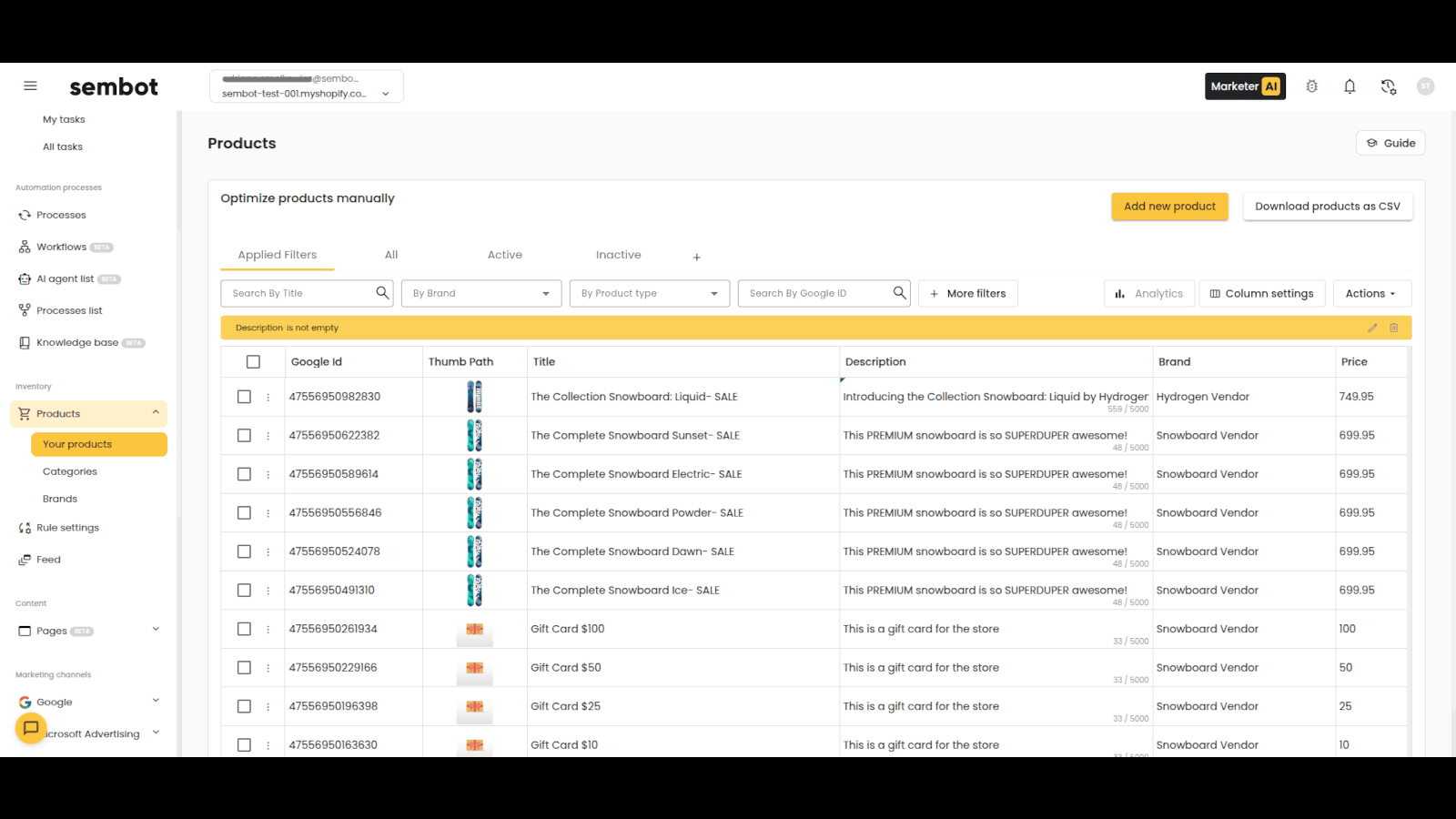 Product feed