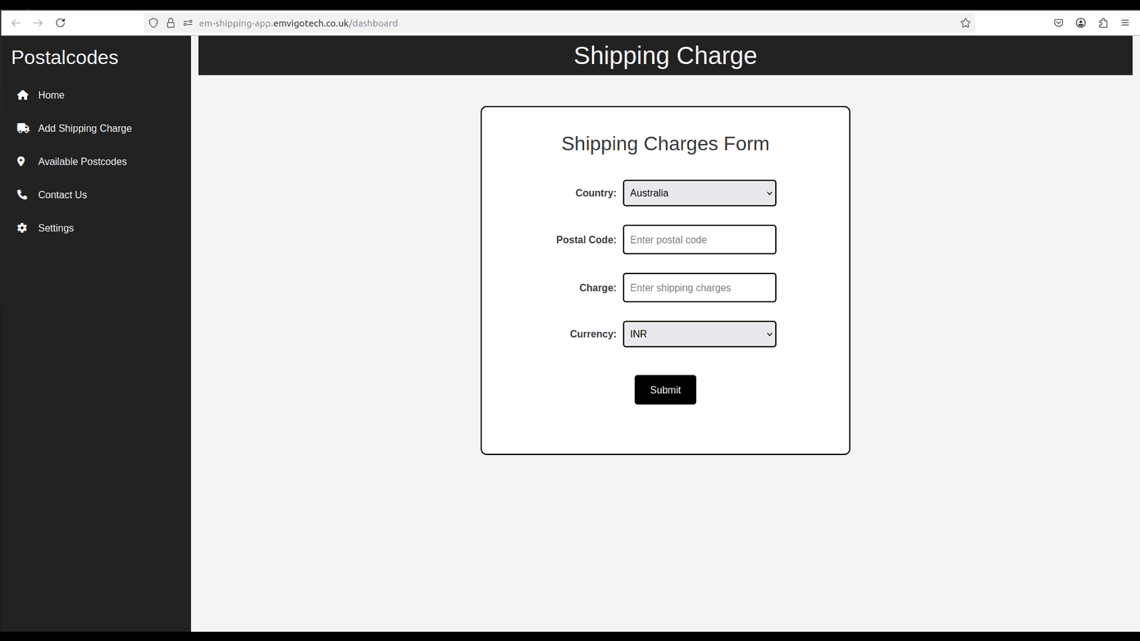 Add Shipping charge