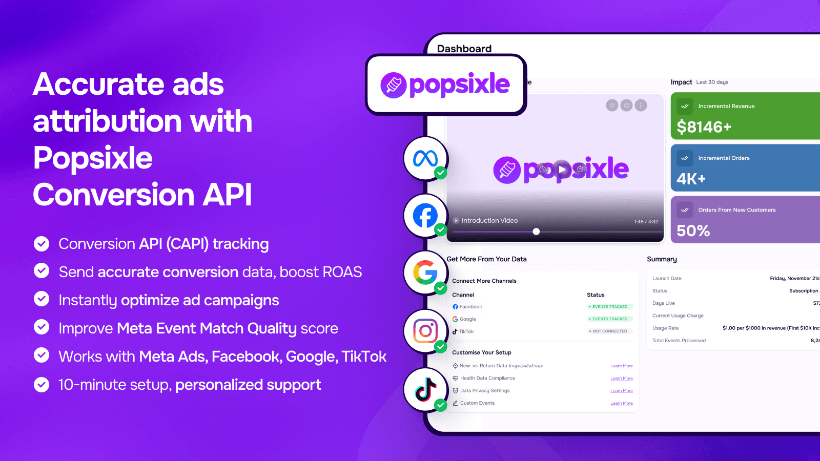 Popsixle CAPI server-side tracking for Meta, Facebook, Google