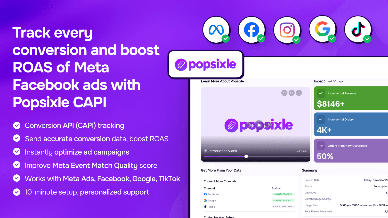 Popsixle CAPI server-side tracking for Meta, Facebook, Google