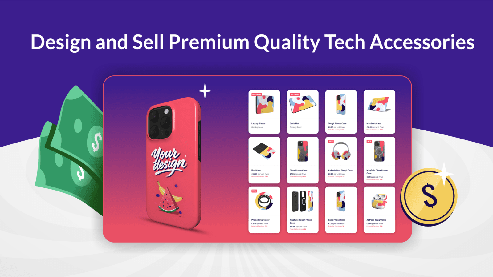 Print on demand products: generate mockups, set pricing