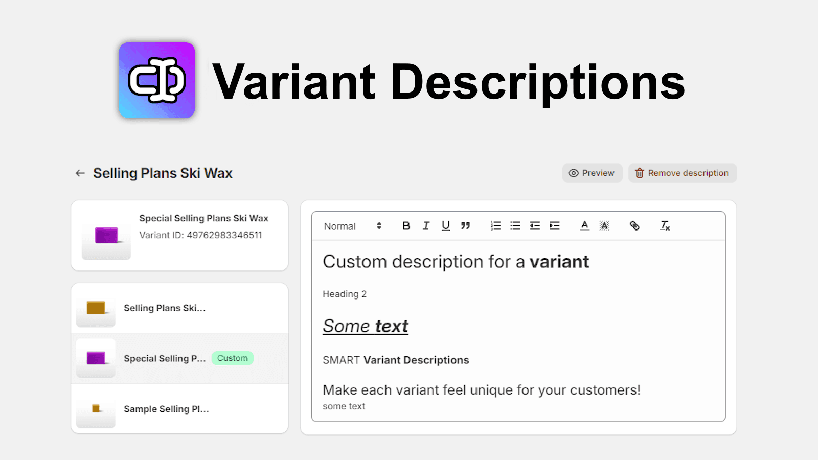 Variant Descriptions