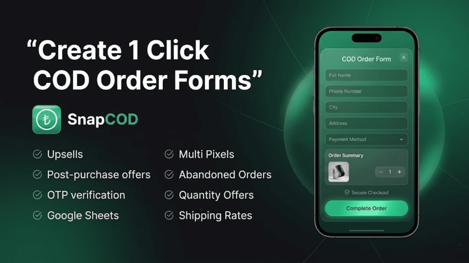 Create 1-Click Cash on Delivery forms with SnapCOD.