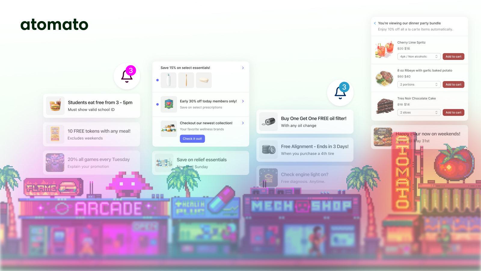 Notification feed showing store messages and product updates