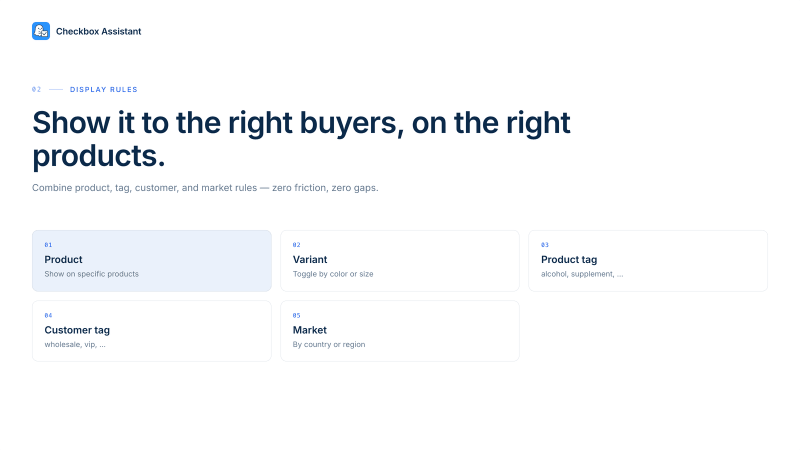 Checkbox Assistant: show consent by product, tag or market