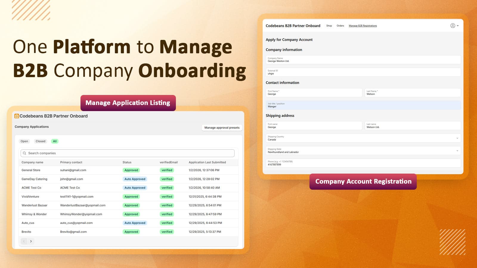 Codebeans B2B Partner Onboard
