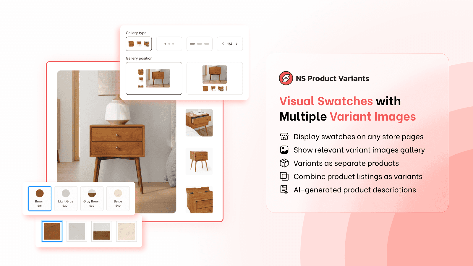 Show color swatch, variant images, image sliders on any pages