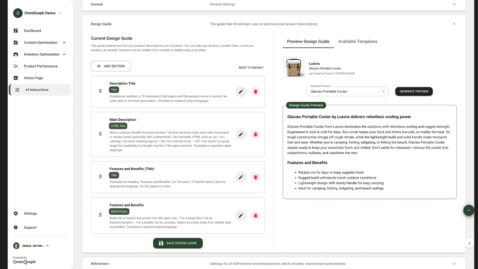 Design Guide ensures a consistent structure across descriptions