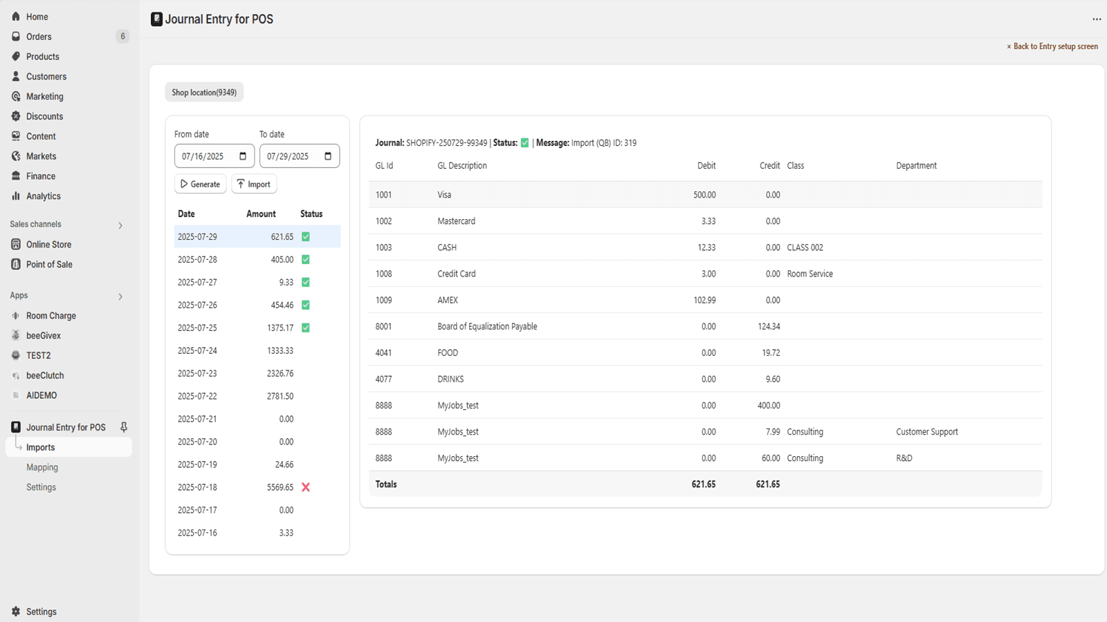 Import Dashboard