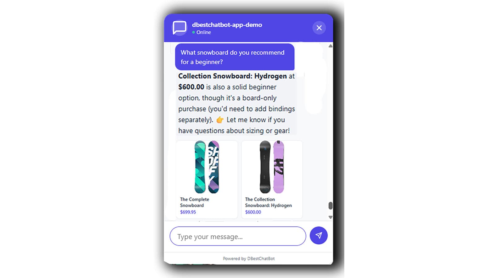 The main chatbot window