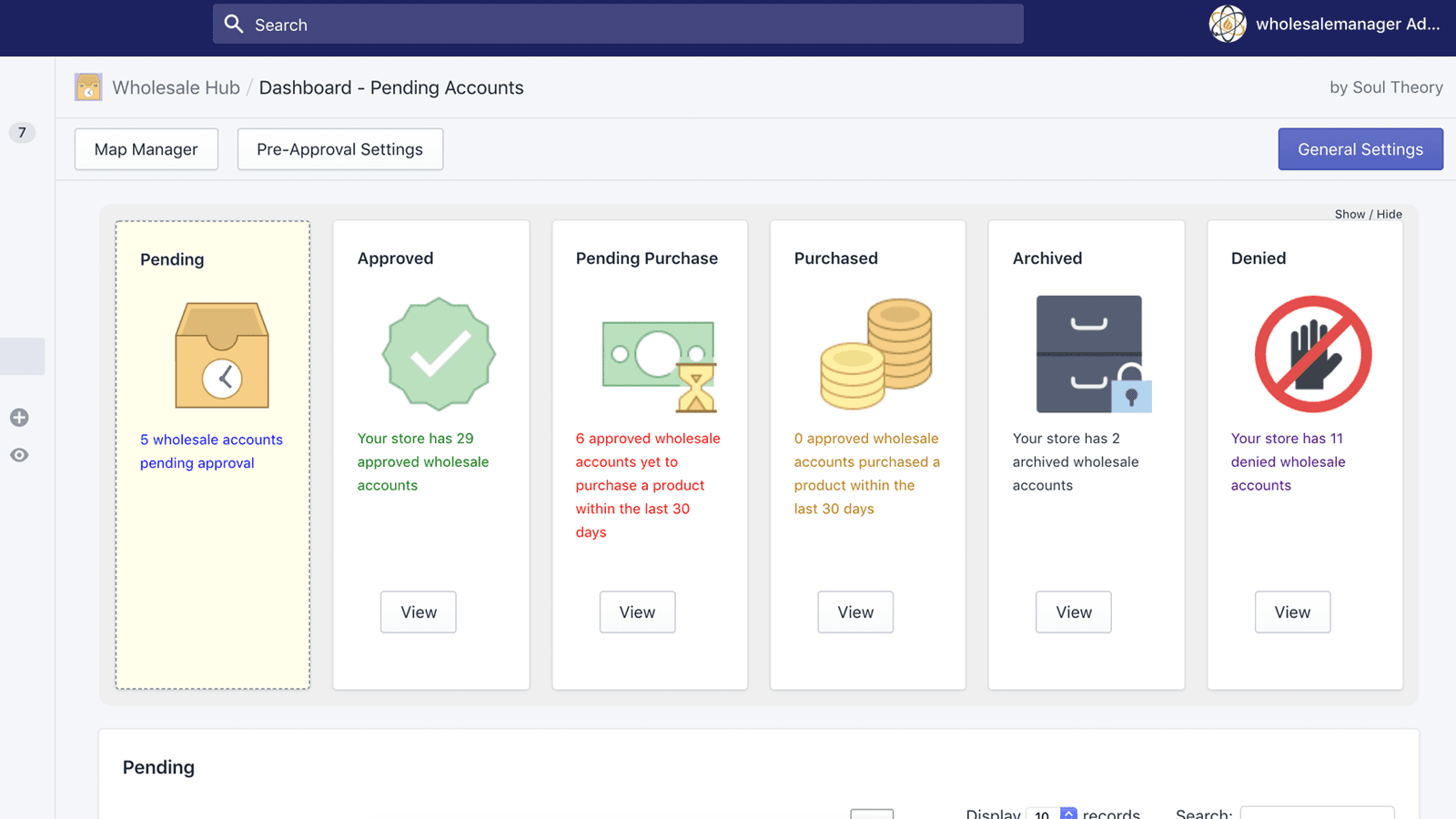 Custom Wholesale Dashboard