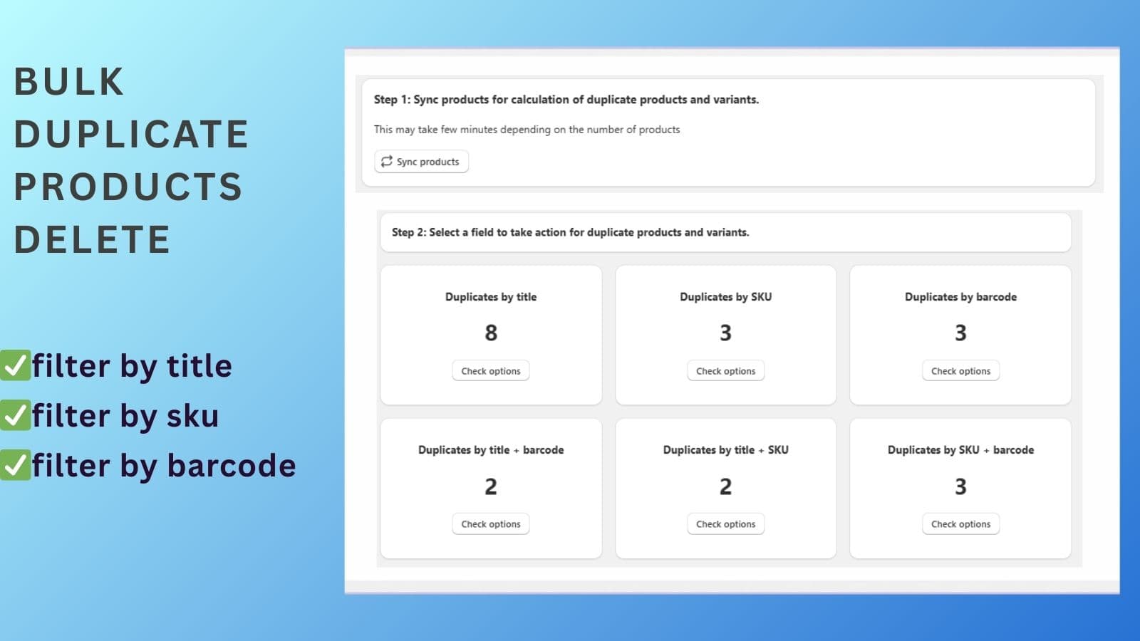 Delete duplicate products