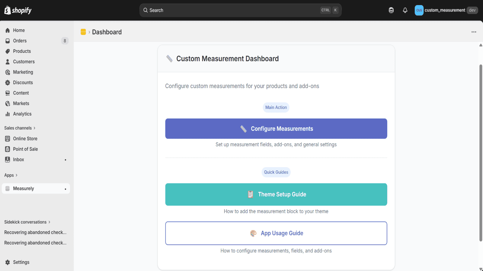 Front view of the dashboard. Here we can see the guidance.