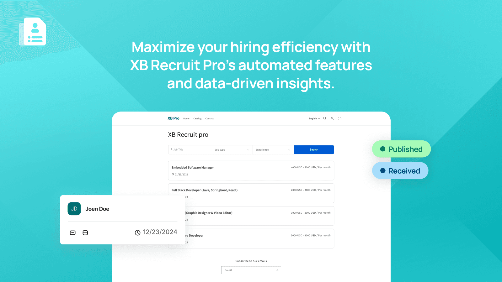 Optimize hiring with XB Recruit Pro’s automation & data insights