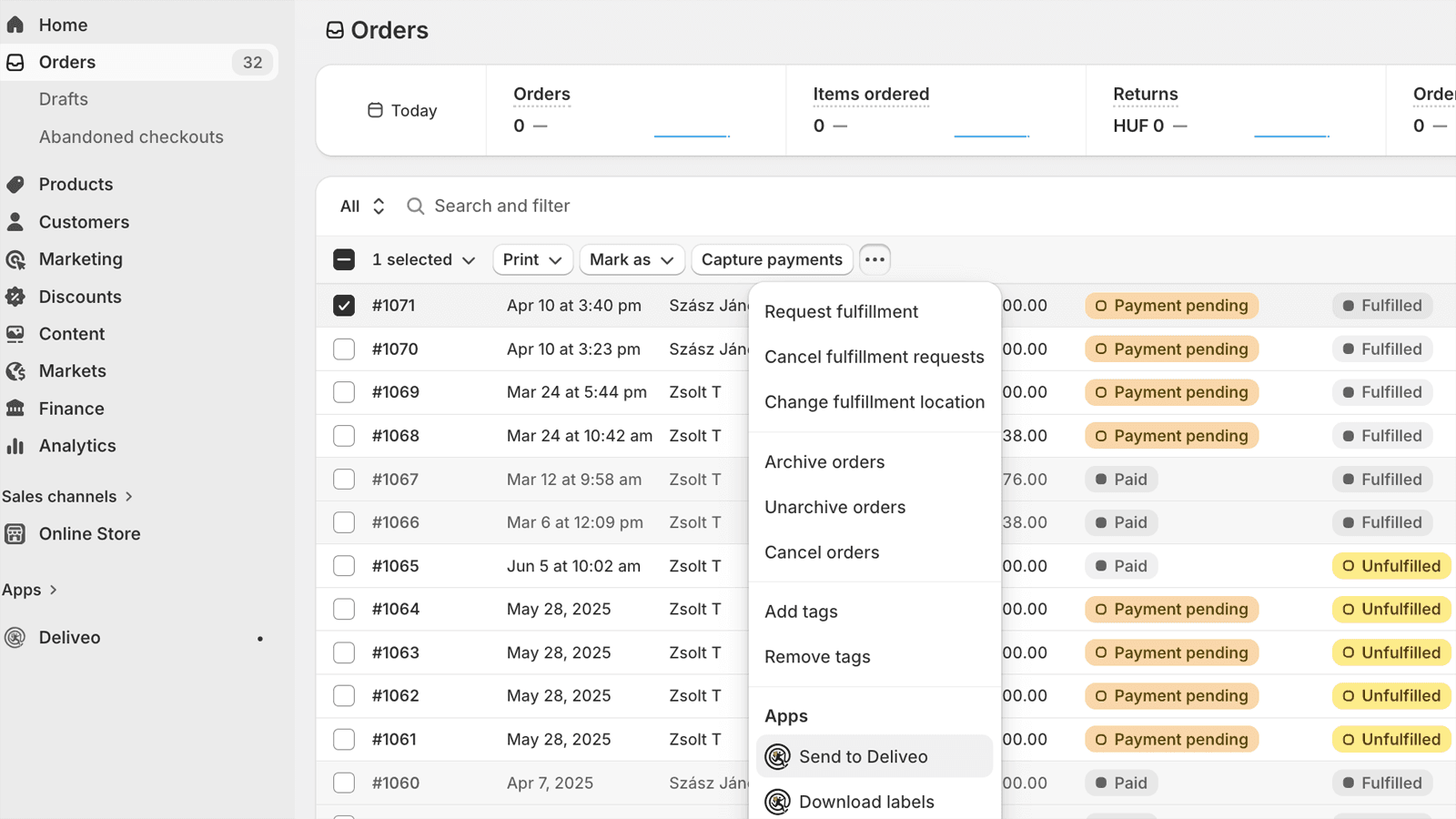 Deliveo on your dashboard