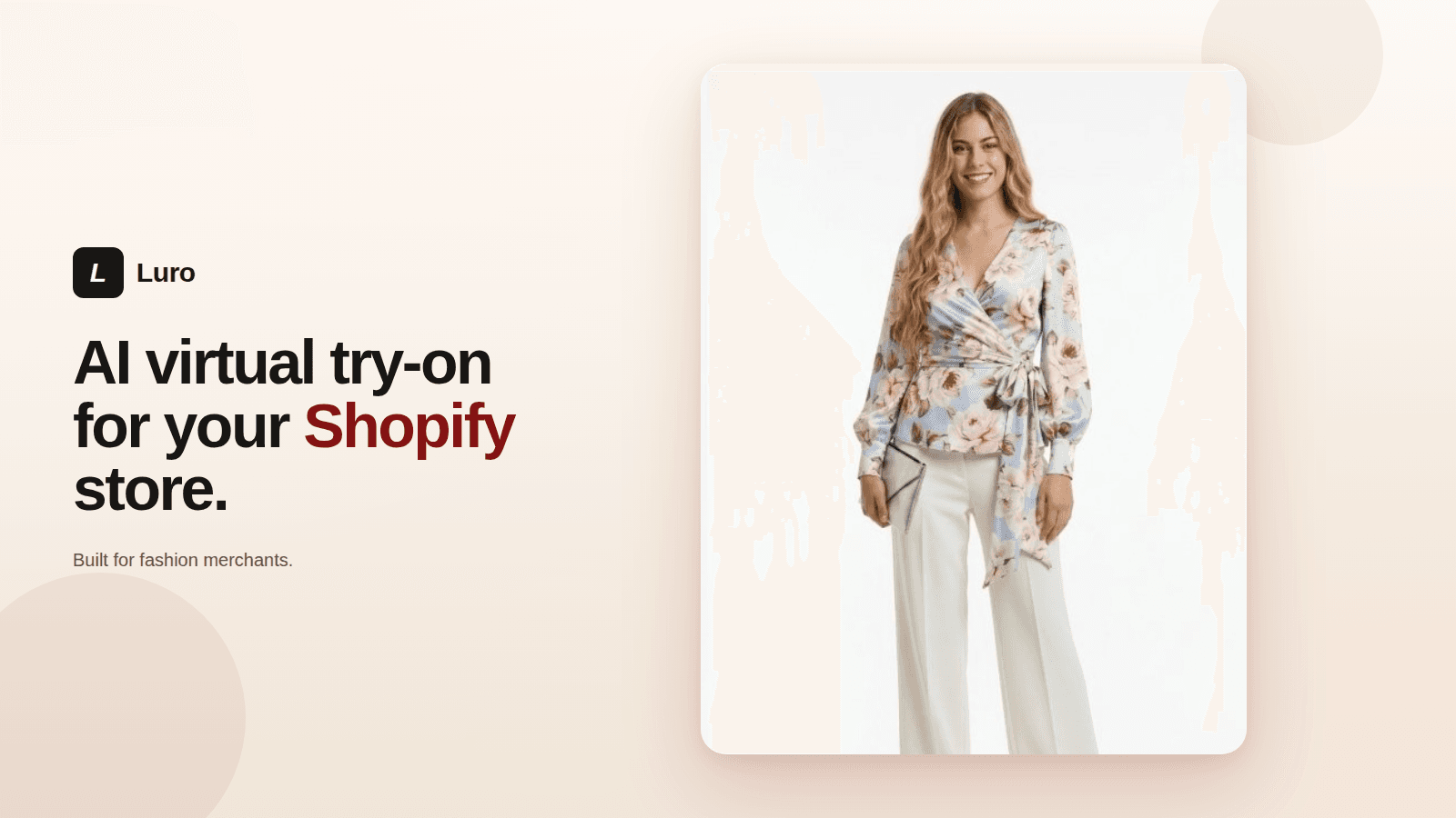 Luro result modal with an AI try-on of a floral blouse
