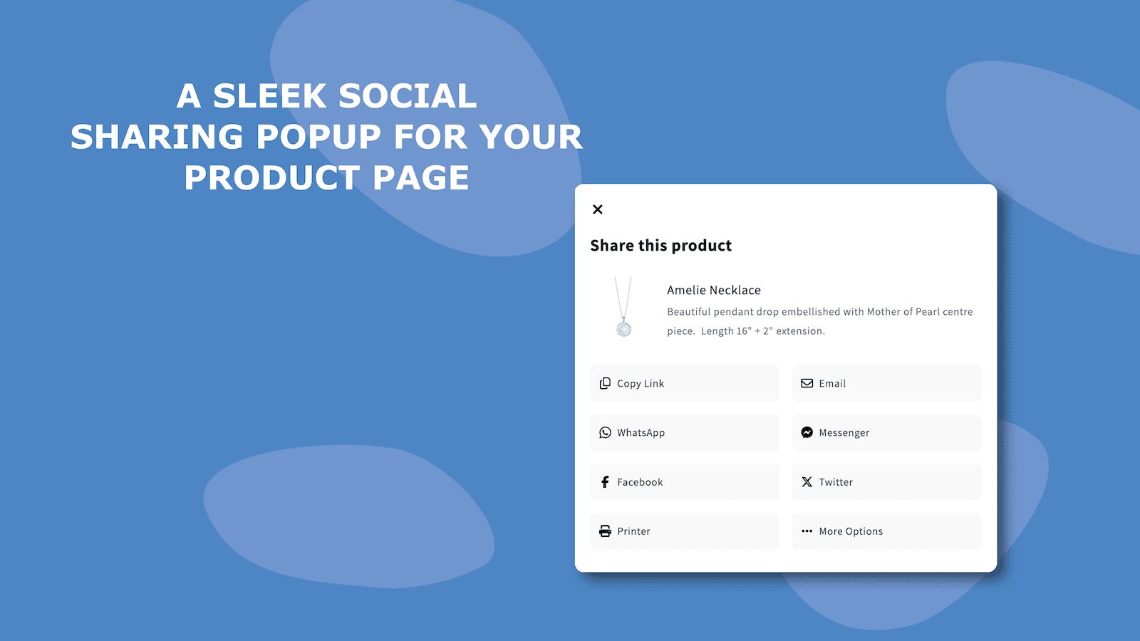 A sleek social sharing popup for your product page