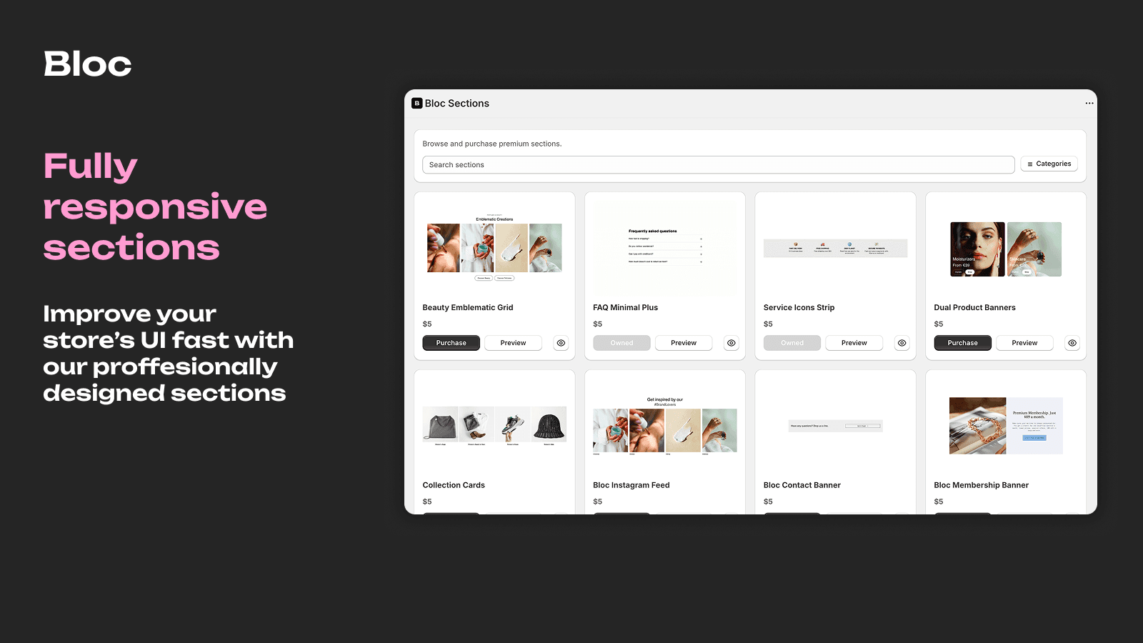 Fully responsive sections