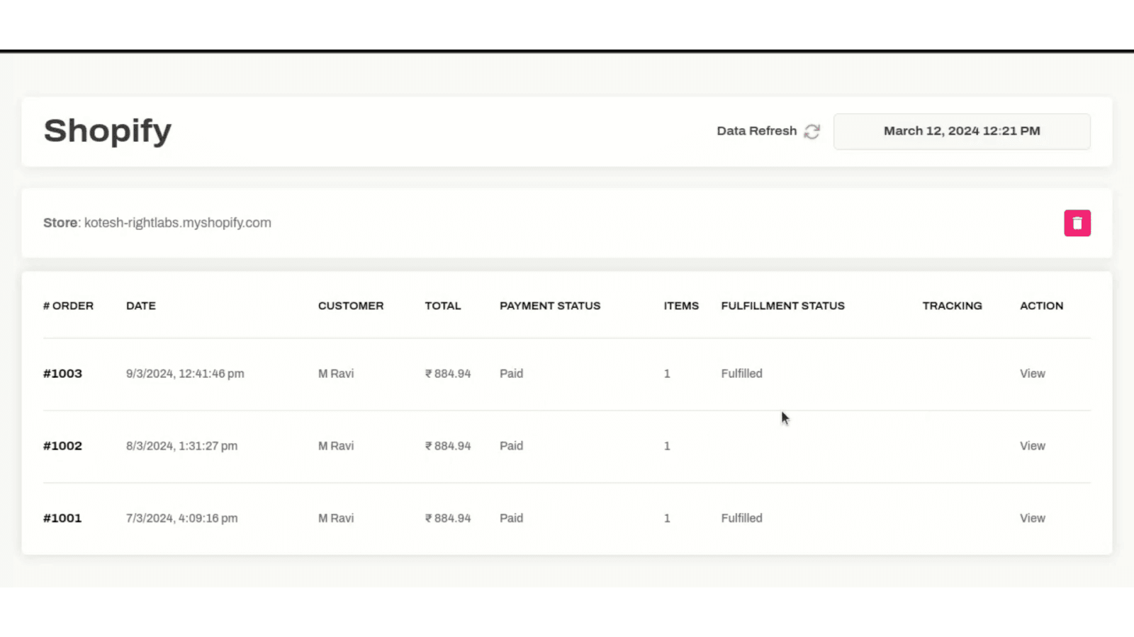 shopify screen dashboard