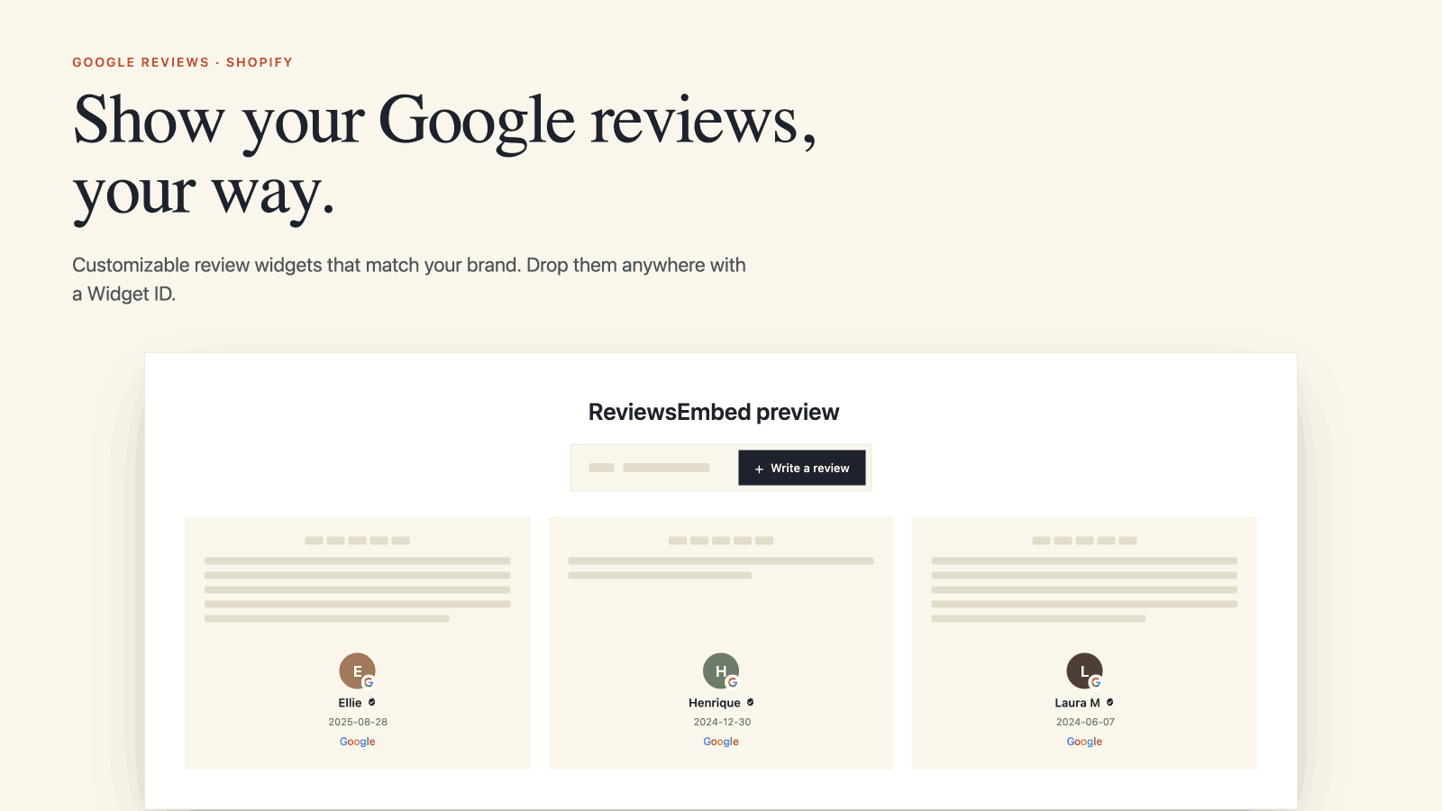 Display reviews in grid, list, masonry, or carousel layouts