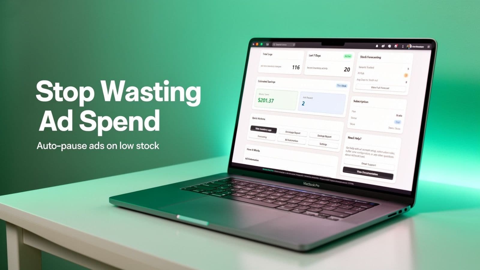 Dashboard showing ad spend protected this month